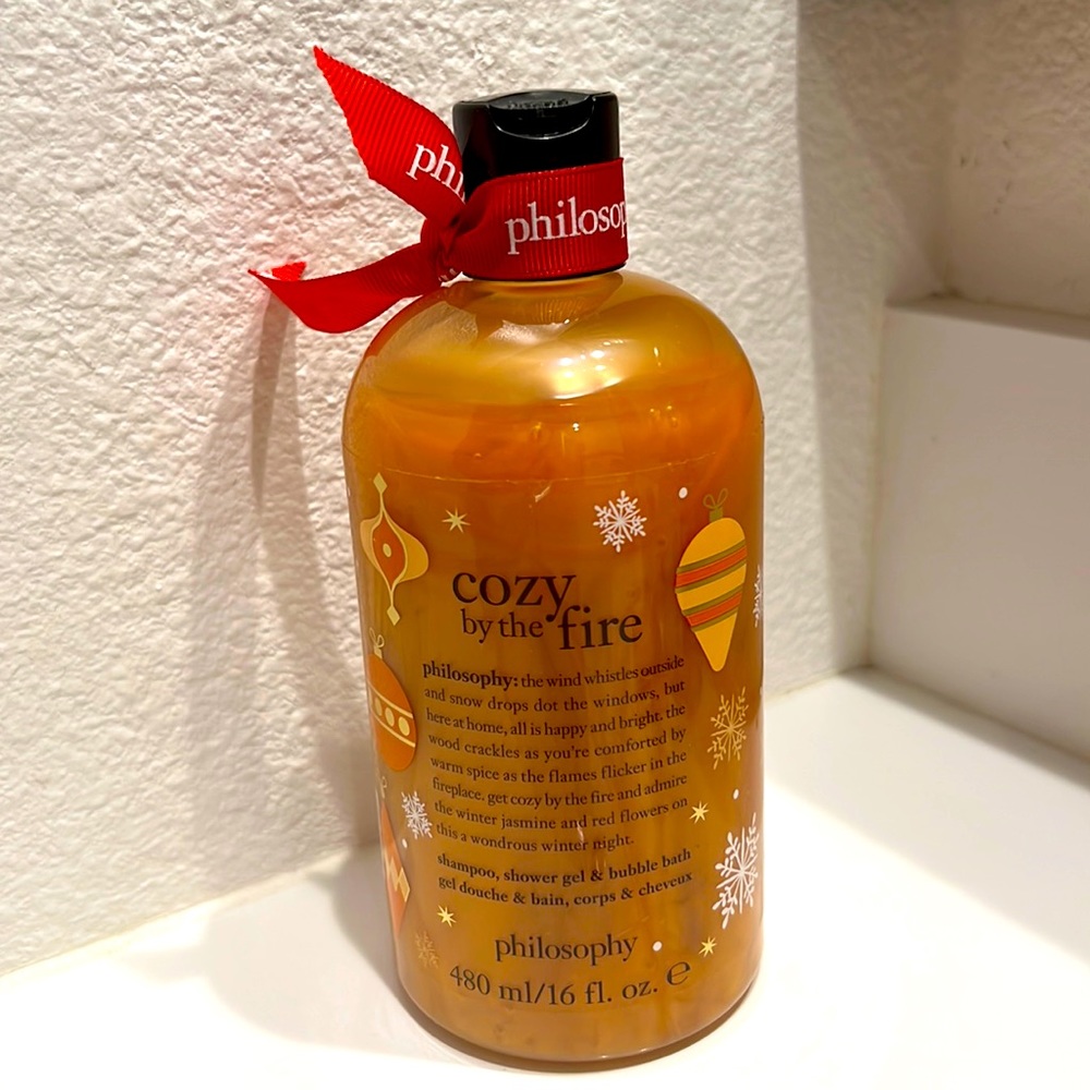 Philosophy cozy by the fire shampoo, shower gel, bubble bath